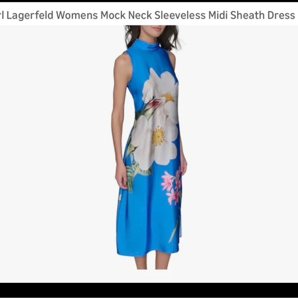 Karl Lagerfeld Blue Floral Midi Dress